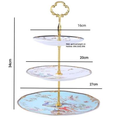 ĐĨA BÀY HOA QUẢ 3 TẦNG CAO CẤP